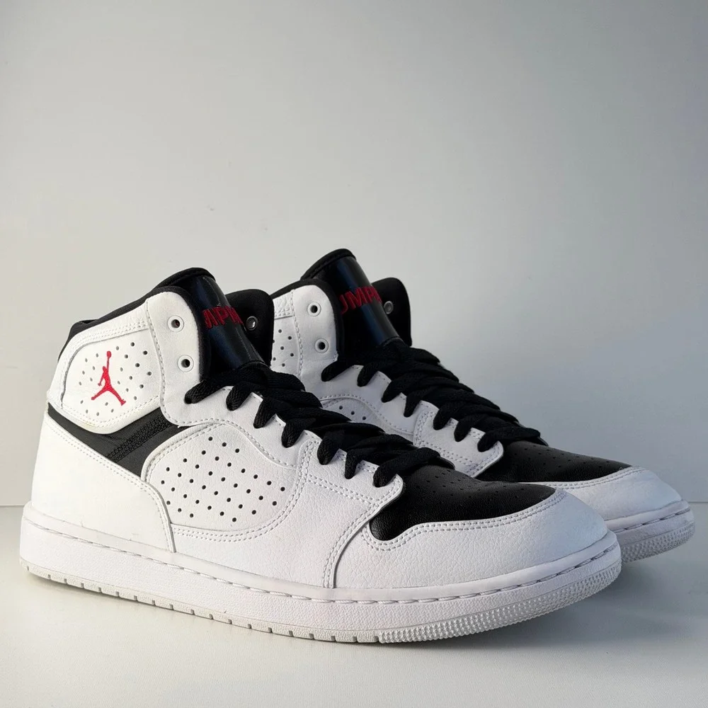 Jordan Access Basketball Shoes Mens 10 White Black Red Mid Top Retro Sneakers